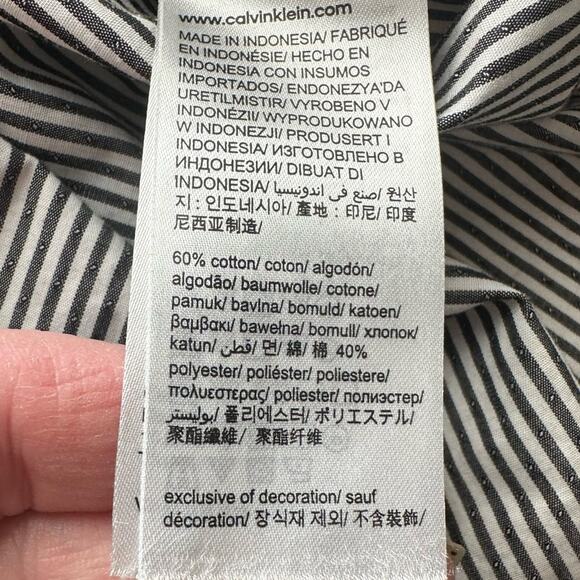 Calvin Klein Striped Button Up Shirt Size Medium Gray White - Picture 5 of 6